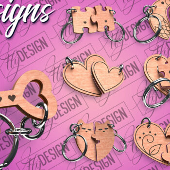 Intra απο ξύλο plywood 3mm-4mm πάχος - Μπρελόκ Καρδιά Ζευγαριού | Laser Cut  Δίασταση 4x4 cm INTRAFABR-81182123 - Image 1