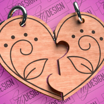 Intra απο ξύλο plywood 3mm-4mm πάχος - Μπρελόκ Καρδιά Ζευγαριού | Laser Cut  Δίασταση 4x4 cm INTRAFABR-81182123 - Image 6