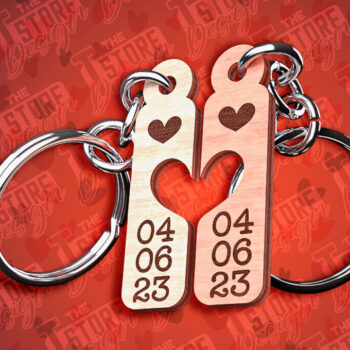 Intra απο ξύλο plywood 3mm-4mm πάχος - Μπρελόκ Καρδιά Ζευγαριού | Laser Cut  Δίασταση 4x4 cm INTRAFABR-81250983 - Image 1