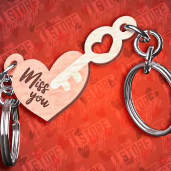 Intra απο ξύλο plywood 3mm-4mm πάχος - Μπρελόκ Καρδιά Ζευγαριού | Laser Cut Δίασταση 4x4 cm INTRAFABR-81251052 - Image 1