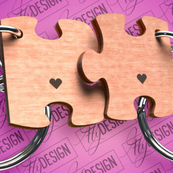 Intra απο ξύλο plywood 3mm-4mm πάχος - Μπρελόκ Καρδιά Ζευγαριού | Laser Cut  Δίασταση 4x4 cm INTRAFABR-81181893 - Image 1