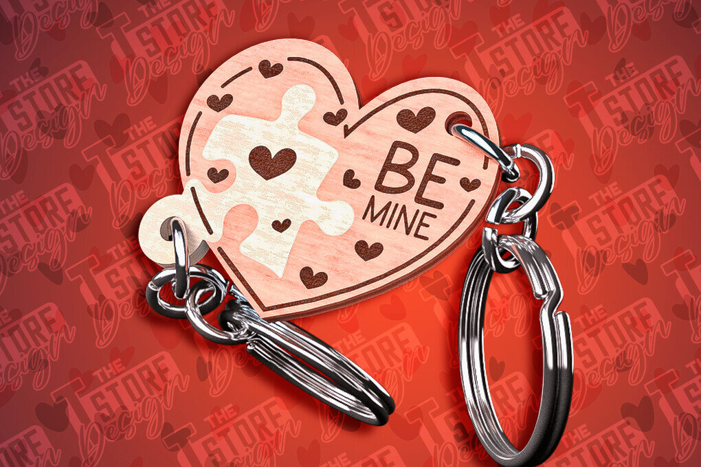 Intra απο ξύλο plywood 3mm-4mm πάχος - Μπρελόκ Καρδιά Ζευγαριού | Laser Cut  Δίασταση 4x4 cm INTRAFABR-81251128