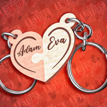 Intra απο ξύλο plywood 3mm-4mm πάχος - Μπρελόκ Καρδιά Ζευγαριού | Laser Cut  Δίασταση 4x4 cm INTRAFABR-81251142 - Image 1