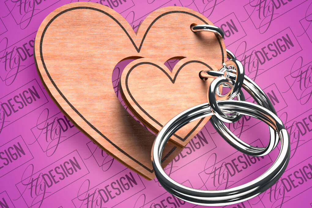 Intra απο ξύλο plywood 3mm-4mm πάχος - Μπρελόκ Καρδιά Ζευγαριού | Laser Cut  Δίασταση 4x4 cm INTRAFABR-81181974