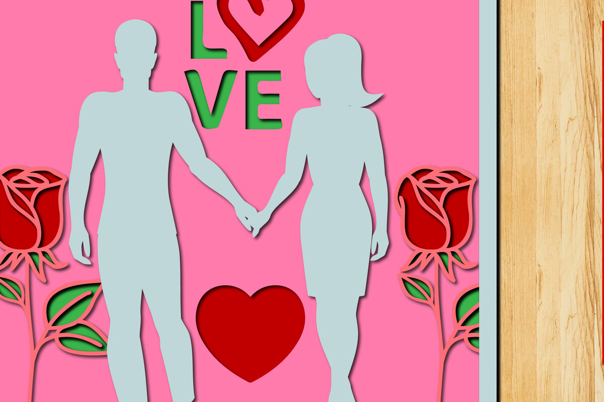 Intra απο ξύλο plywood 3mm-4mm πάχος - Ζευγάρι που κρατά τα χέρια  Δίασταση 20x20 cm INTRAFABR-24739028