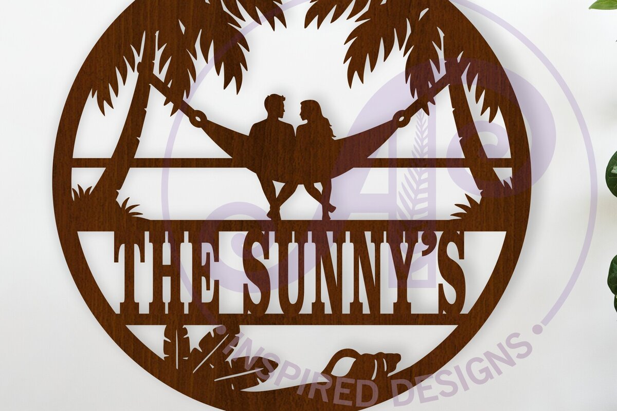 Intra απο ξύλο plywood 3mm-4mm πάχος - Ζευγάρι στην αιώρα στην παραλία με θέμα το όνομα Δίασταση 30x20 cm INTRAFABR-119219379