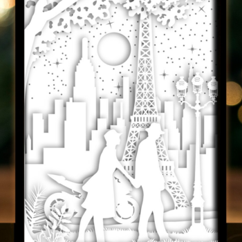 Intra απο ξύλο plywood 3mm-4mm πάχος - Ζευγάρι σε κιβώτιο χάρτινο κομμένο φως του Παρισιού Δίασταση 20x20 cm INTRAFABR-27982542 - Image 1