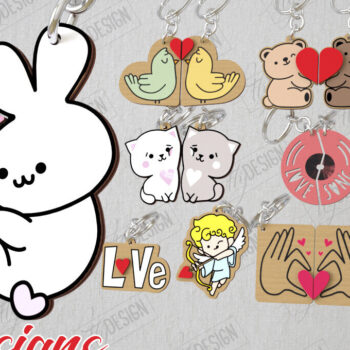 Intra απο ξύλο plywood 3mm-4mm πάχος - Δέσμη Μπρελόκ Ζευγαριού | Ιδέα δώρου | CNC Δίασταση 4x4 cm INTRAFABR-108896257 - Image 1