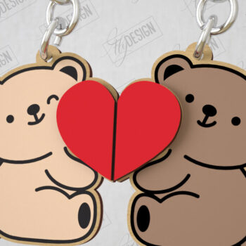 Intra απο ξύλο plywood 3mm-4mm πάχος - Δέσμη Μπρελόκ Ζευγαριού | Ιδέα δώρου | CNC Δίασταση 4x4 cm INTRAFABR-108896257 - Image 4