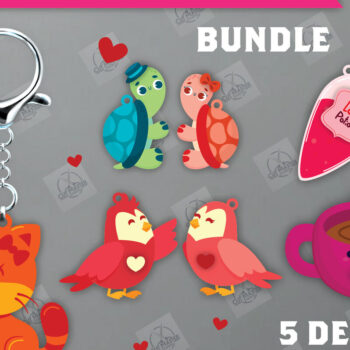 Intra απο ξύλο plywood 3mm-4mm πάχος - Δέσμη  κοπής με μπρελόκ για ζευγάρια Δίασταση 4x4 cm INTRAFABR-112811288 - Image 1