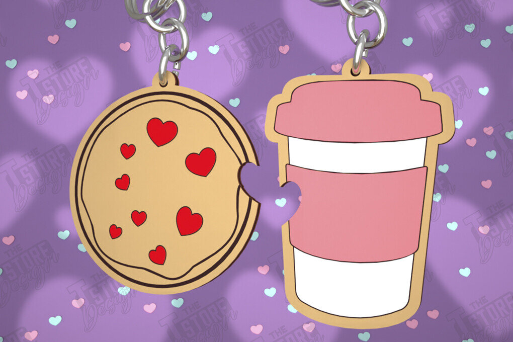 Intra απο ξύλο plywood 3mm-4mm πάχος - Μπρελόκ Ζευγαριού | Δώρο του Αγίου Βαλεντίνου Δίασταση 4x4 cm INTRAFABR-108899708