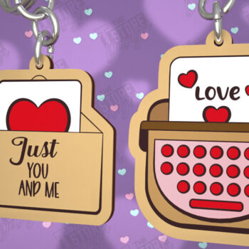 Intra απο ξύλο plywood 3mm-4mm πάχος - Μπρελόκ Ζευγαριού | Δώρο του Αγίου Βαλεντίνου Δίασταση 4x4 cm INTRAFABR-108899716 - Image 1