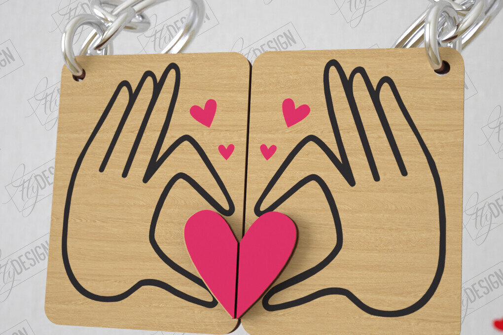 Intra απο ξύλο plywood 3mm-4mm πάχος - Μπρελόκ Ζευγαριού | Δώρο του Αγίου Βαλεντίνου Δίασταση 4x4 cm INTRAFABR-108896016