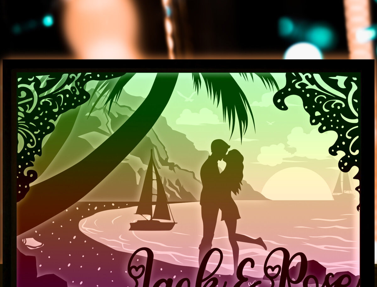 Intra απο ξύλο plywood 3mm-4mm πάχος - Ζευγάρι στην παραλία Προσαρμοσμένο όνομα Χαρτί κοπής Δίασταση 20x20 cm INTRAFABR-27687369