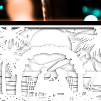 Intra απο ξύλο plywood 3mm-4mm πάχος - Ζευγάρι σε χαρτί παραλίας κομμένο φωτιστικό κουτί Δίασταση 20x20 cm INTRAFABR-27703378 - Image 2