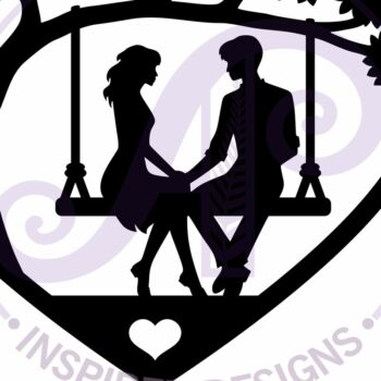 Intra απο ξύλο plywood 3mm-4mm πάχος - Ζευγάρι στο λέιζερ σημαδιών τοίχου Swing Heart Δίασταση 20x20 cm INTRAFABR-125004578 - Image 4