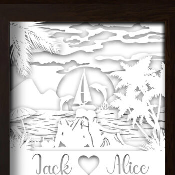 Intra απο ξύλο plywood 3mm-4mm πάχος - Ζευγάρι στην παραλία Paper Cut Light Box Δίασταση 20x20 cm INTRAFABR-26370322 - Image 2