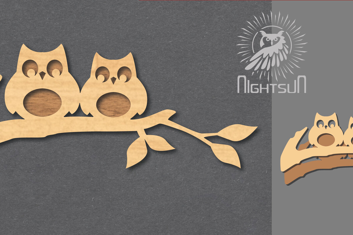 Intra απο ξύλο plywood 3mm-4mm πάχος - Διακόσμηση κοπής με λέιζερ για ζευγάρια κουκουβάγια 2 Δίασταση 20x20 cm INTRAFABR-117327381