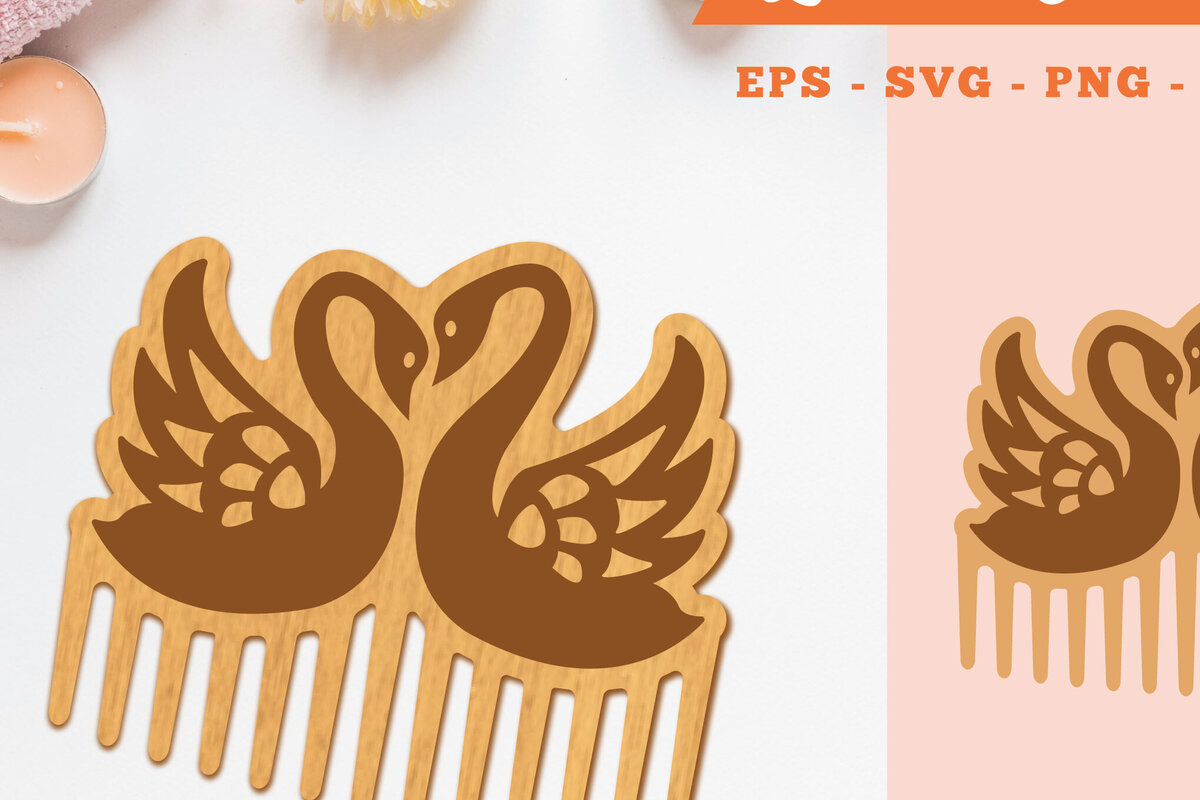 Intra απο ξύλο plywood 3mm-4mm πάχος - Couple Swan Laser Cut Comb  Δίασταση 20x20 cm INTRAFABR-105415390