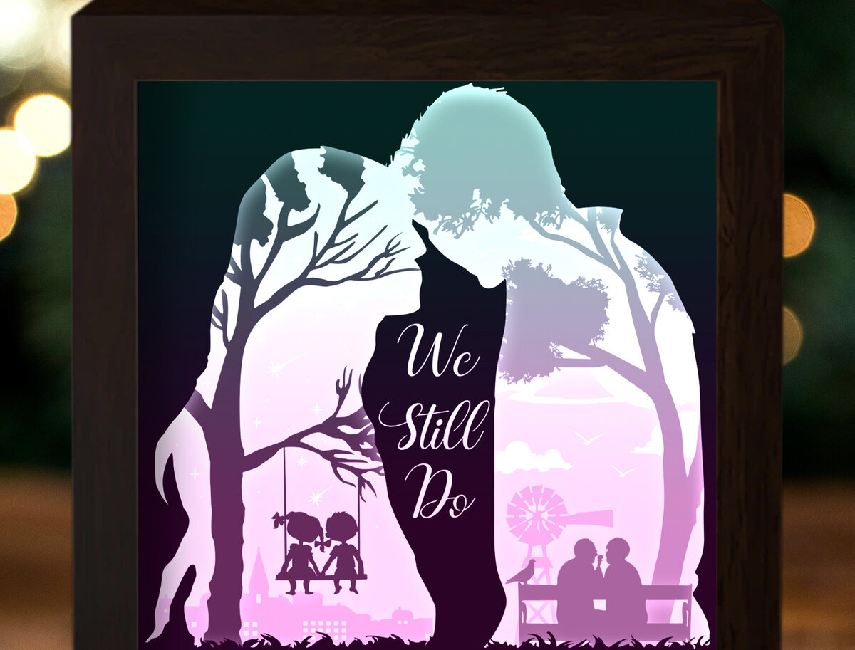 Intra απο ξύλο plywood 3mm-4mm πάχος - Κουτί φωτός για ζευγάρια για την ημέρα του Αγίου Βαλεντίνου Δίασταση 20x20 cm INTRAFABR-26370326