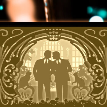 Intra απο ξύλο plywood 3mm-4mm πάχος - Ζευγάρι γάμου Gay Paper Cut Light Box Δίασταση 20x20 cm INTRAFABR-27687959 - Image 2