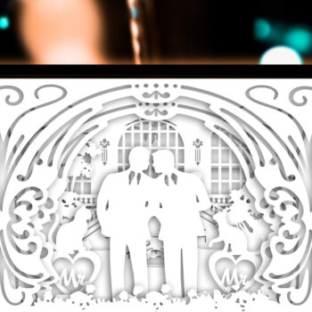 Intra απο ξύλο plywood 3mm-4mm πάχος - Ζευγάρι γάμου Gay Paper Cut Light Box Δίασταση 20x20 cm INTRAFABR-27687959 - Image 3