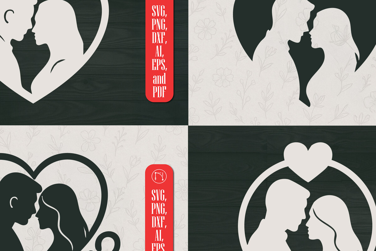 Intra απο ξύλο plywood 3mm-4mm πάχος - Ζευγάρι με Καρδιά καρέ  Cut File Bun Δίασταση 20x25 cm INTRAFABR-122810671