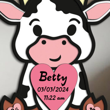 Intra απο ξύλο plywood 3mm-4mm πάχος - Ανακοίνωση γέννησης μωρού αγελάδας Νεογέννητο Δίασταση 30x20 cm INTRAFABR-103244279 - Image 1