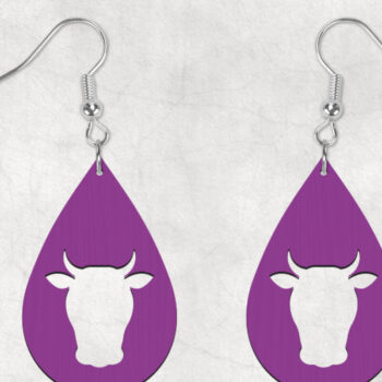 Intra απο ξύλο plywood 3mm-4mm πάχος - Σκουλαρίκια Boho Cow Δίασταση 3x3 cm INTRAFABR-28861128 - Image 1