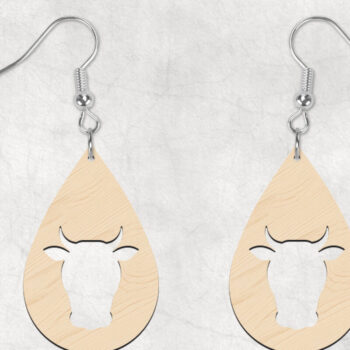 Intra απο ξύλο plywood 3mm-4mm πάχος - Σκουλαρίκια Boho Cow Δίασταση 3x3 cm INTRAFABR-28861128 - Image 2