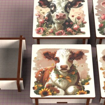 Intra απο ξύλο plywood 3mm-4mm πάχος - Cow Box + 4 PNG για Εξάχνωση Δίασταση 9x9 cm INTRAFABR-120328561 - Image 1