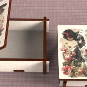 Intra απο ξύλο plywood 3mm-4mm πάχος - Cow Box + 4 PNG για Εξάχνωση Δίασταση 9x9 cm INTRAFABR-120328561 - Image 3