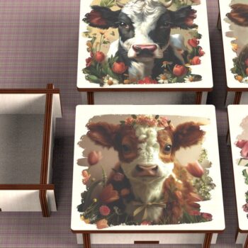 Intra απο ξύλο plywood 3mm-4mm πάχος - Cow Box + 4 PNG για Εξάχνωση Δίασταση 9x9 cm INTRAFABR-120328569 - Image 1