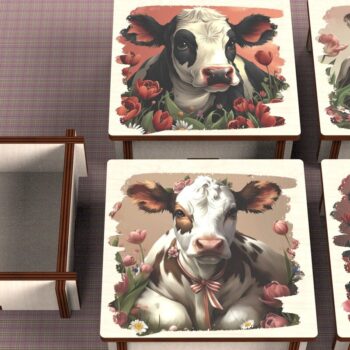 Intra απο ξύλο plywood 3mm-4mm πάχος - Cow Box + 4 PNG για Εξάχνωση Δίασταση 9x9 cm INTRAFABR-120328619 - Image 1