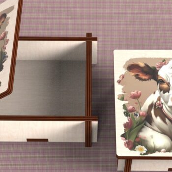 Intra απο ξύλο plywood 3mm-4mm πάχος - Cow Box + 4 PNG για Εξάχνωση Δίασταση 9x9 cm INTRAFABR-120328619 - Image 2