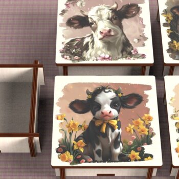 Intra απο ξύλο plywood 3mm-4mm πάχος - Cow Box + 4 PNG για Εξάχνωση Δίασταση 9x9 cm INTRAFABR-120328458 - Image 1