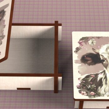 Intra απο ξύλο plywood 3mm-4mm πάχος - Cow Box + 4 PNG για Εξάχνωση Δίασταση 9x9 cm INTRAFABR-120328458 - Image 3