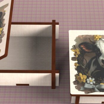 Intra απο ξύλο plywood 3mm-4mm πάχος - Cow Box + 4 PNG για Εξάχνωση Δίασταση 9x9 cm INTRAFABR-120328458 - Image 4