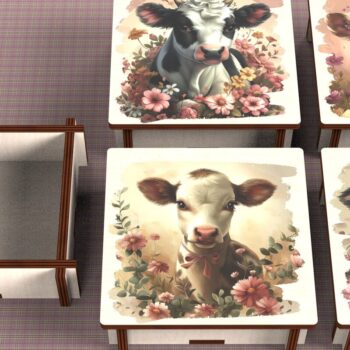 Intra απο ξύλο plywood 3mm-4mm πάχος - Cow Box + 4 PNG για Εξάχνωση Δίασταση 9x9 cm INTRAFABR-120328465 - Image 1