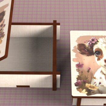 Intra απο ξύλο plywood 3mm-4mm πάχος - Cow Box + 4 PNG για Εξάχνωση Δίασταση 9x9 cm INTRAFABR-120328465 - Image 3