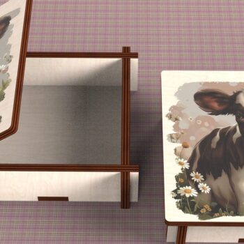 Intra απο ξύλο plywood 3mm-4mm πάχος - Cow Box + 4 PNG για Εξάχνωση Δίασταση 9x9 cm INTRAFABR-120328493 - Image 4