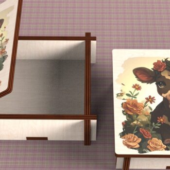 Intra απο ξύλο plywood 3mm-4mm πάχος - Cow Box + 4 PNG για Εξάχνωση Δίασταση 9x9 cm INTRAFABR-120328493 - Image 5