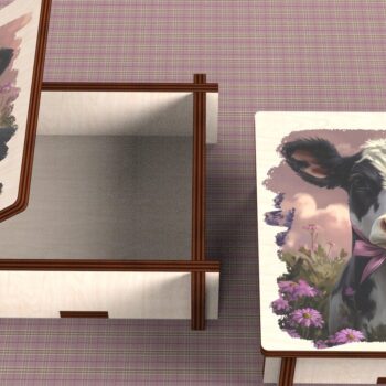 Intra απο ξύλο plywood 3mm-4mm πάχος - Cow Box + 4 PNG για Εξάχνωση Δίασταση 9x9 cm INTRAFABR-120328520 - Image 3