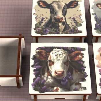 Intra απο ξύλο plywood 3mm-4mm πάχος - Cow Box + 4 PNG για Εξάχνωση Δίασταση 9x9 cm INTRAFABR-120328527 - Image 1