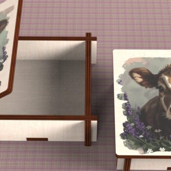 Intra απο ξύλο plywood 3mm-4mm πάχος - Cow Box + 4 PNG για Εξάχνωση Δίασταση 9x9 cm INTRAFABR-120328527 - Image 5