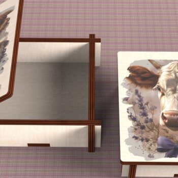 Intra απο ξύλο plywood 3mm-4mm πάχος - Cow Box + 4 PNG για Εξάχνωση Δίασταση 9x9 cm INTRAFABR-120328536 - Image 5