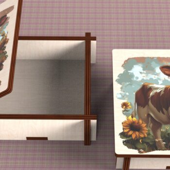 Intra απο ξύλο plywood 3mm-4mm πάχος - Cow Box + 4 PNG για Εξάχνωση Δίασταση 9x9 cm INTRAFABR-120328544 - Image 3