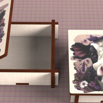 Intra απο ξύλο plywood 3mm-4mm πάχος - Cow Box + 4 PNG για Εξάχνωση Δίασταση 9x9 cm INTRAFABR-120328544 - Image 4