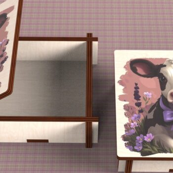 Intra απο ξύλο plywood 3mm-4mm πάχος - Cow Box + 4 PNG για Εξάχνωση Δίασταση 9x9 cm INTRAFABR-120328544 - Image 5