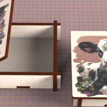 Intra απο ξύλο plywood 3mm-4mm πάχος - Cow Box + 4 PNG για Εξάχνωση Δίασταση 9x9 cm INTRAFABR-120328451 - Image 3